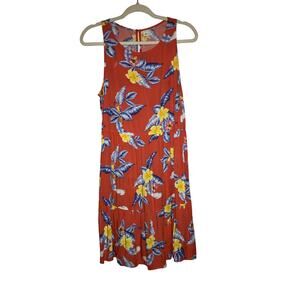 💥Old Navy orange tropical midi dress size medium